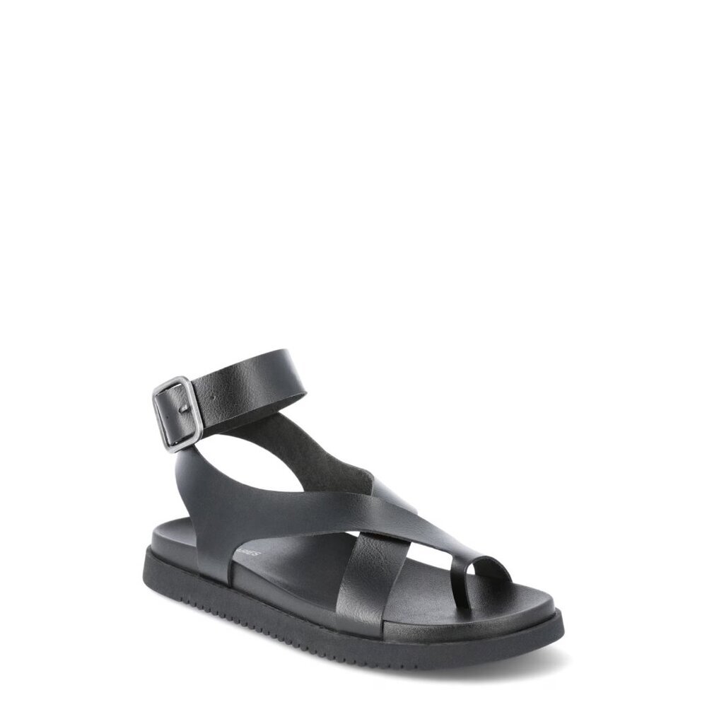 No Boundaries Women's X-Strap Toe Loop Sandals, Size 7, Black, Medium Width - Picture 1 of 5